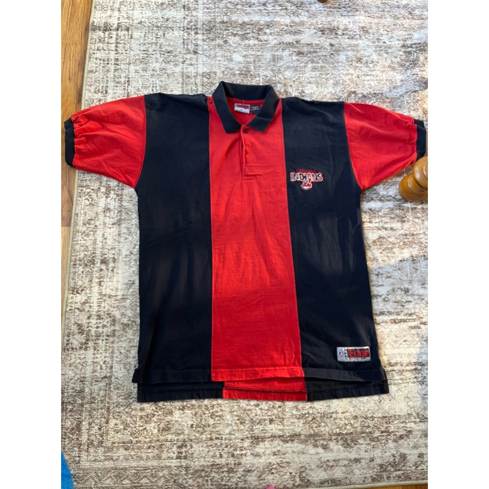 VTG Cleveland‎ Indians 1997 Pro Edge Men's Team Logo Polo Shirt Size Large